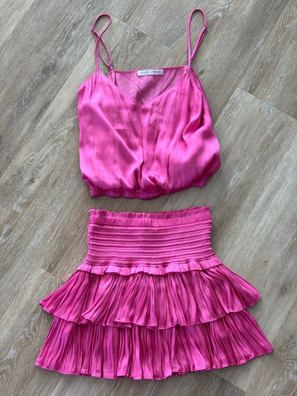 Pink Tiered Ruffle Mini Skirt by pookie and Sebastian